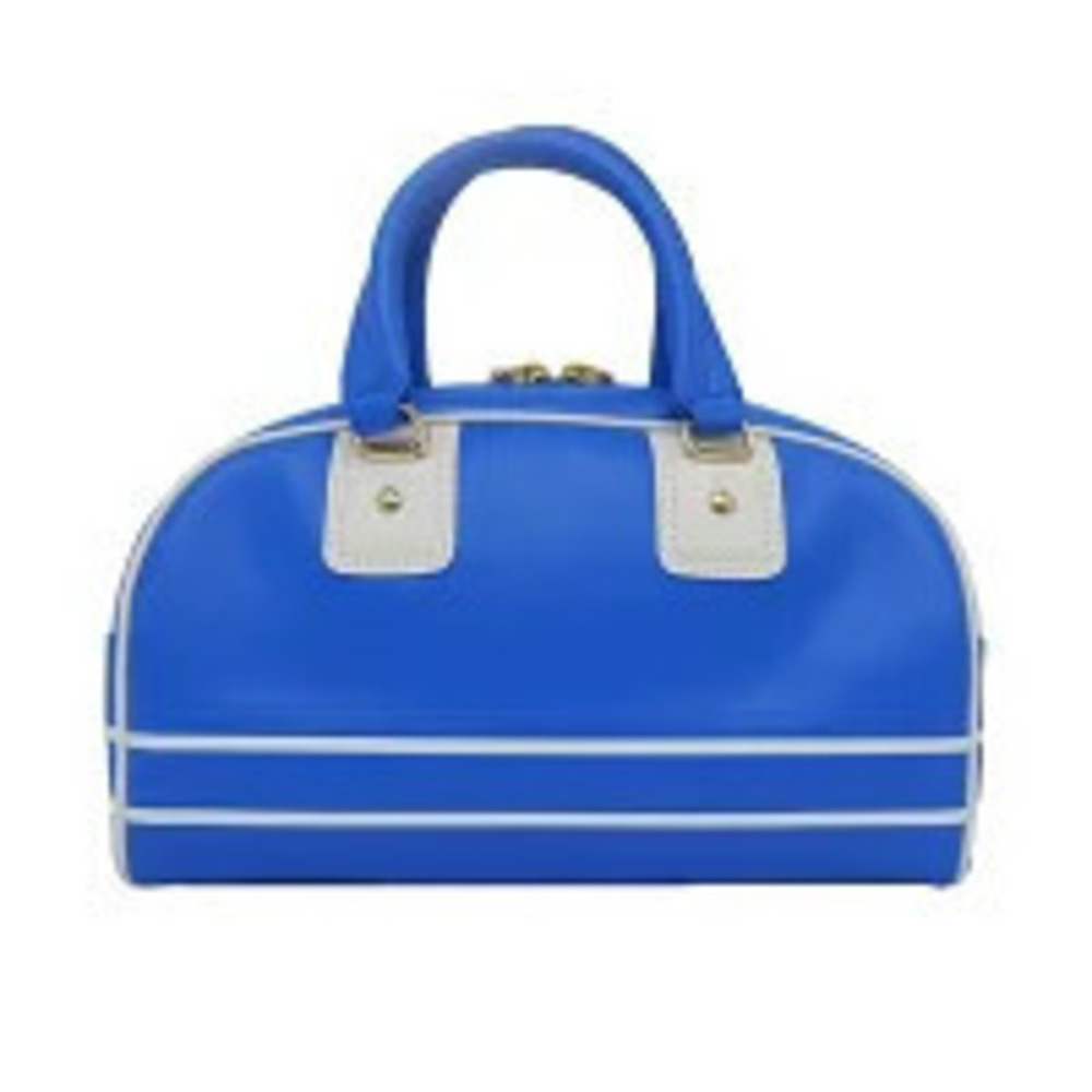 Dior Bag Bowling Calfskin Handbag Tote Shoulder White VIBE Blue